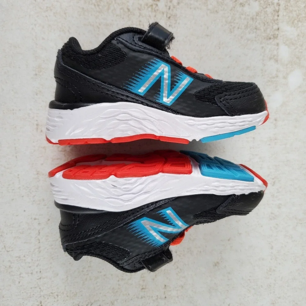 New Balance 680 v6 Kids Shoes Sz 2 M Running Athletic Black White Sneakers